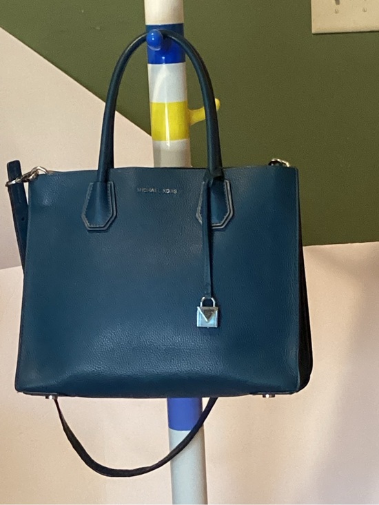 Michael Kors Handbags - Michael Kors Deep Teal Leather Satchel with Lock Charm EUC